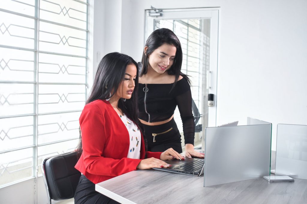 woman laptop office internet